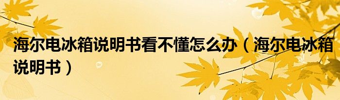 高德娱乐海尔电冰箱仿单看不懂如何办（海尔电冰箱仿单）(图1)